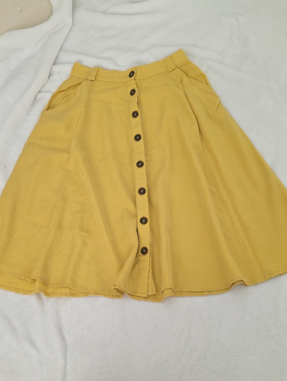 Forever 21 Mustard Yellow Button-Front Circle Skirt